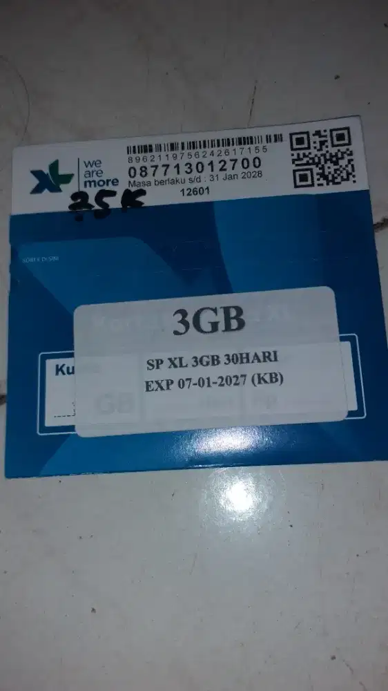 Kartu Perdana XL 3Gb/30 hr Baru.