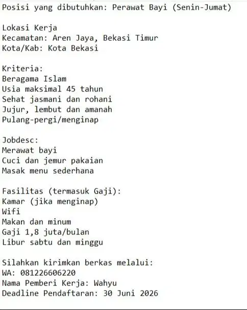 Loker Perawat Bayi