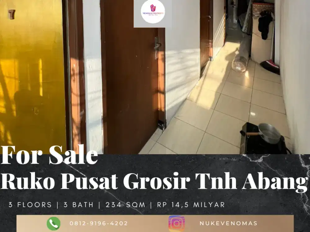 Dijual Ruko di Lokasi Pusat Perniagaan Strategis Tanah Abang