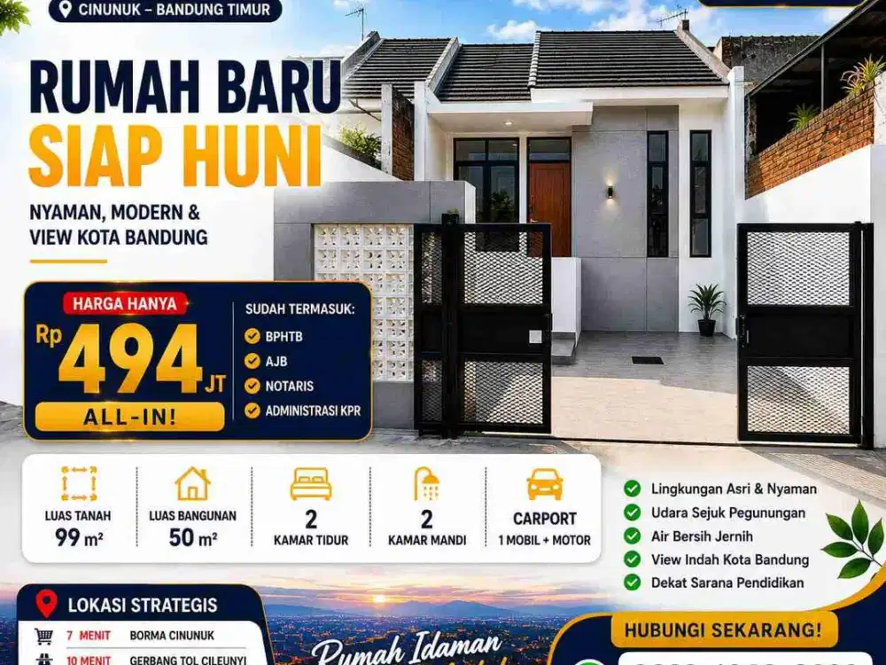Rumah 494 juta all in di Manglayang Regency, Cileunyi
