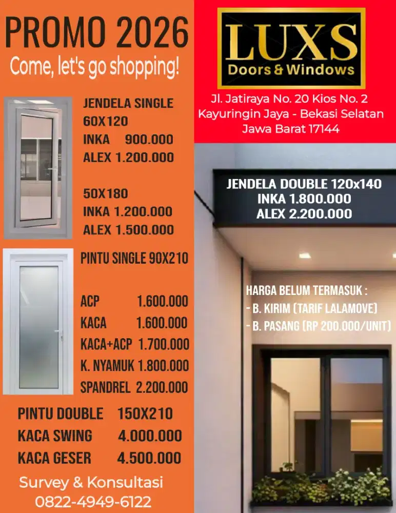 PINTU DOUBLE SLIDING ALUMINIUM