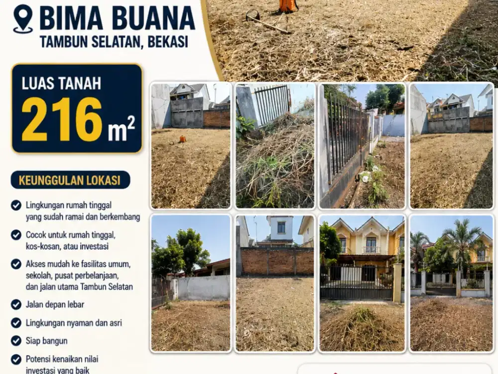 Tanah di Jual di Dukuh Bima ( Bima Buana ) Tambun Selatan