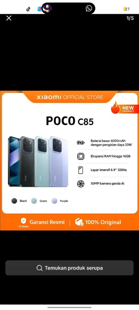 JUAL HANDPHONE POCO C85 (6/128 GB)
