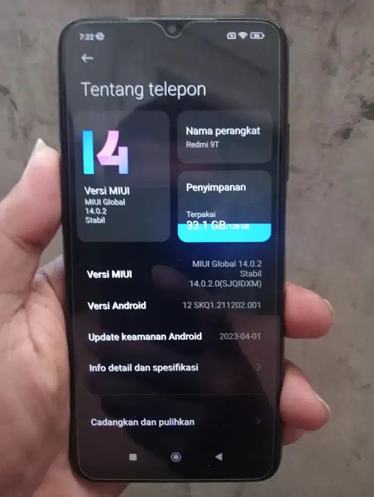 jual redmi 9t ram 6+2/128 gb, nominus