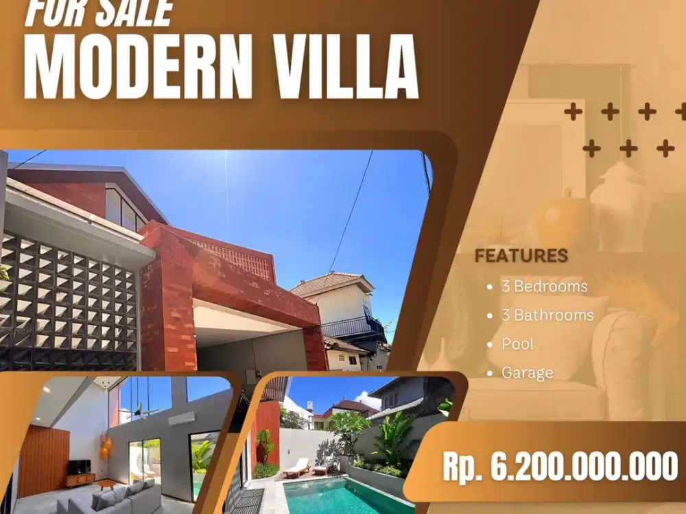FOR SALE MODERN TROPIS VILLA WITH LARGE SWIMMING POOL AT SANUR, DENPASAR