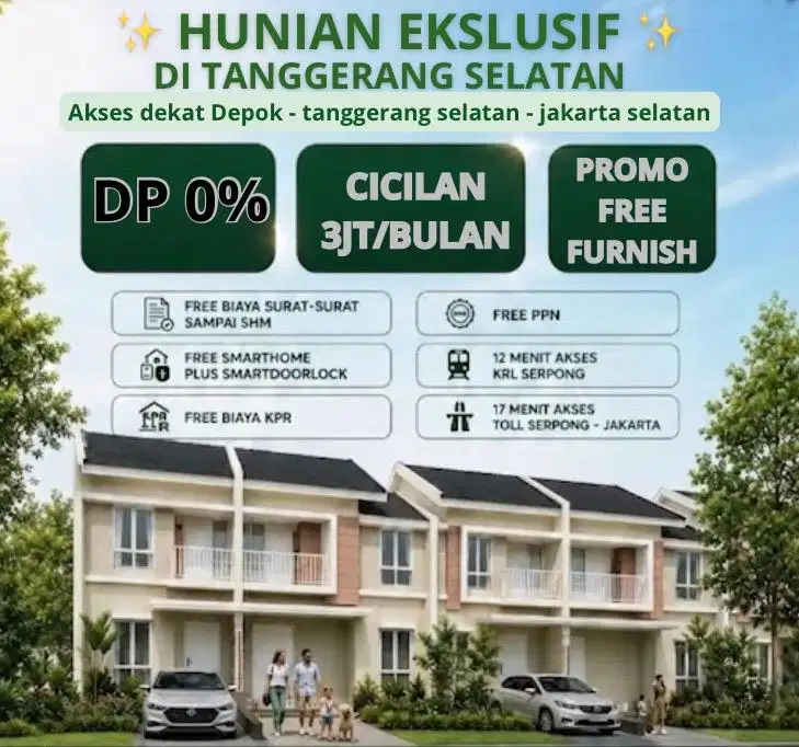 RUMAH 2lantai 700juta'an KPR DP0% free Furnish