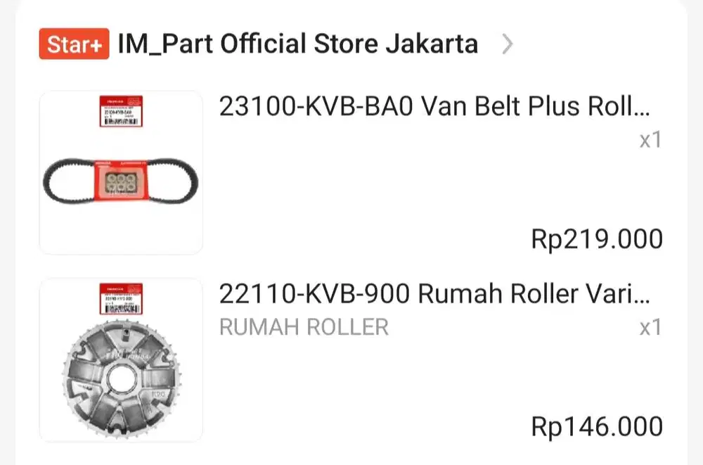 Sparepart honda ahm baru, belum dipakai motor keburu terjual