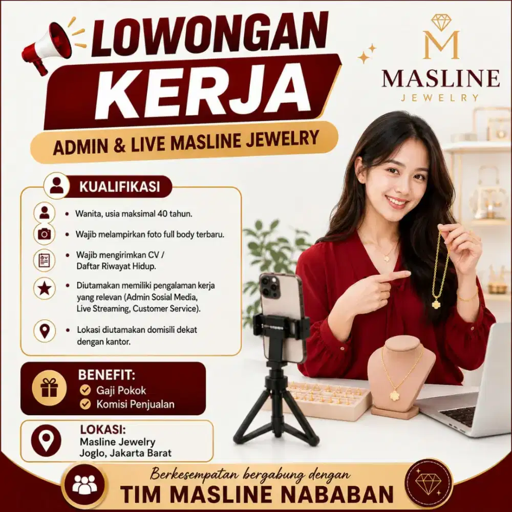 Lowongan admin live Masline Jewelry
