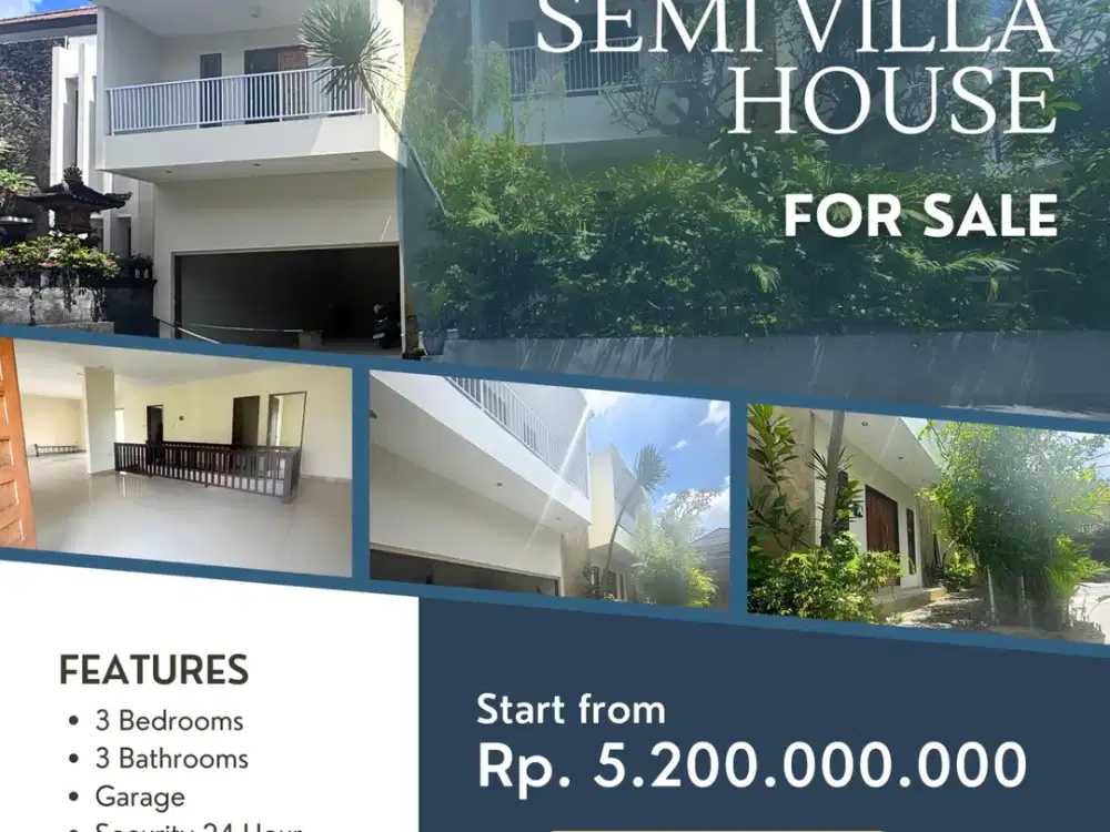 FOR SALE MODERN SEMI VILLA HOUSE AT KEROBOKAN, BALI