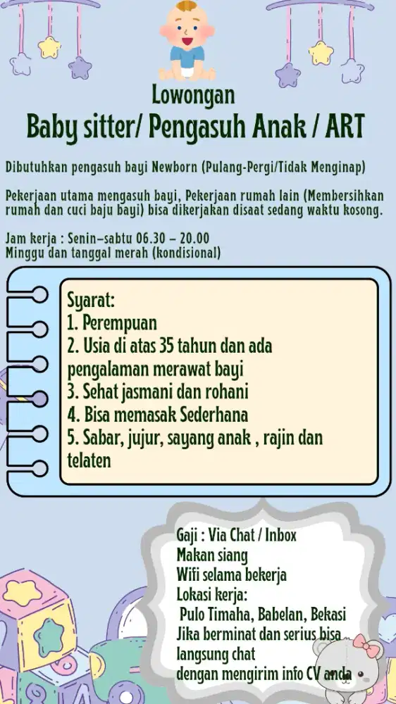 Baby Sitter/ Pengasuh Anak/ART