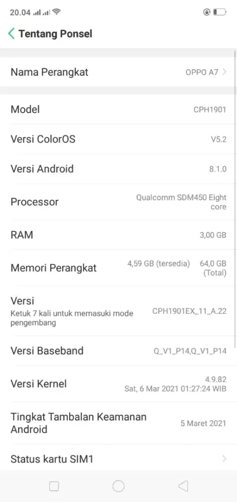 d jual cepat oppo a7
