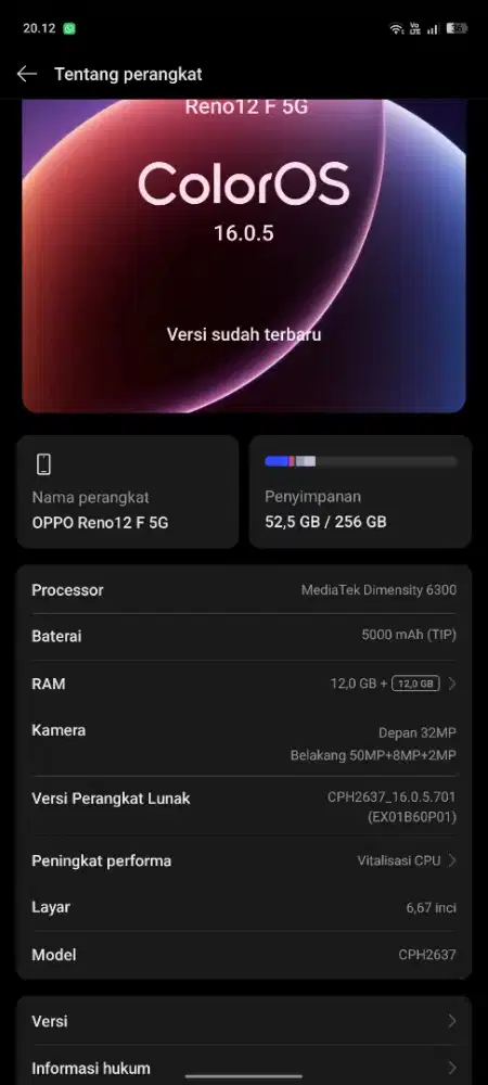OPPO RENO 12F 5G 12+12/256