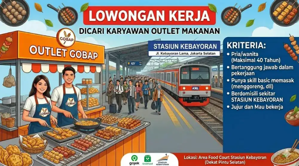 Dicari Penjaga Outlet Makanan (Stasiun Kebayoran)
