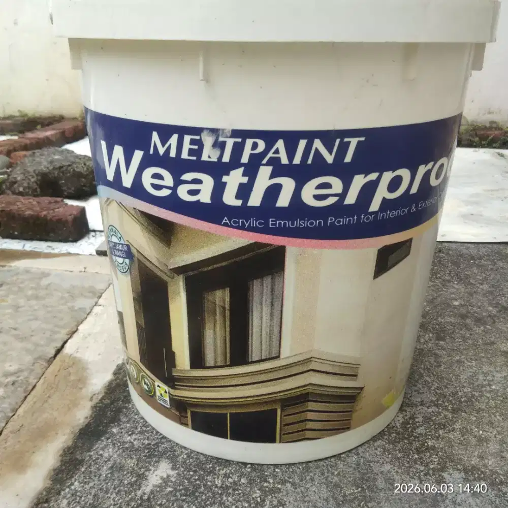 Cat interior eksterior meltpaint wearherproof 20kg, putih dan krem