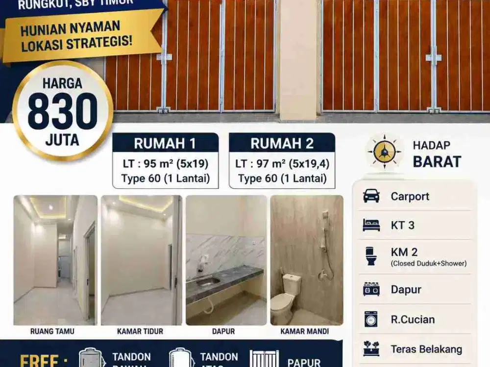 2 Unit Rumah Baru siap Huni di Wonorejo, Rungkut, Sby Timur