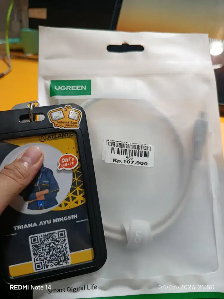 PT USB UGREEN C TO C 100W ABS NYLON 1M| ATLANTIS DAHSYAT