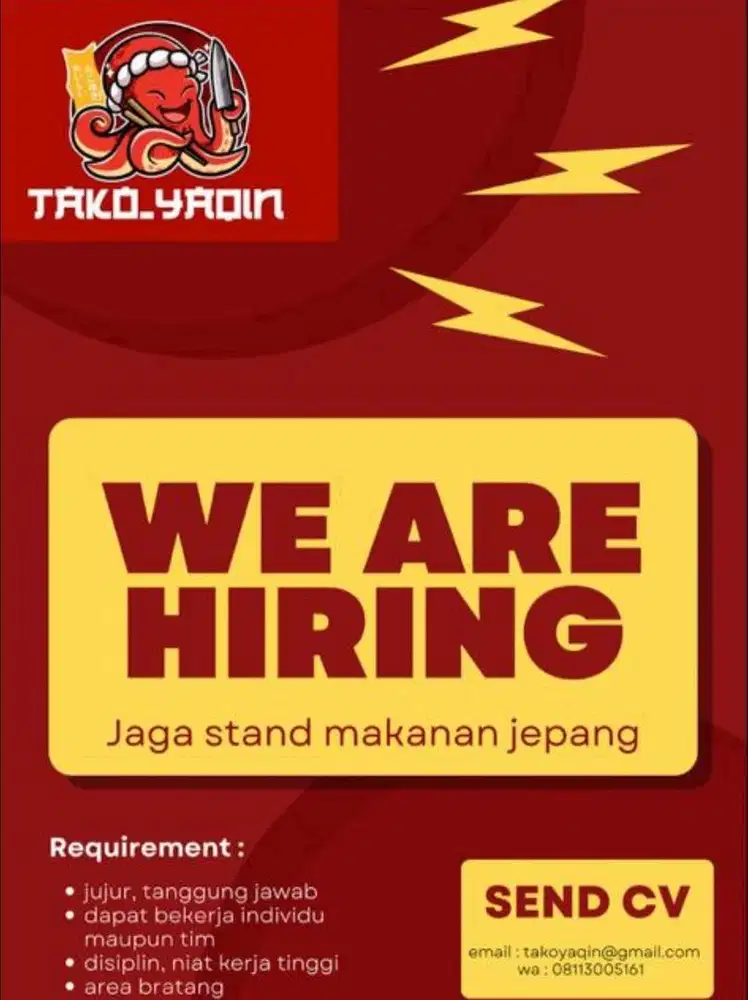 Dibutuhkan penjaga stand takoyak