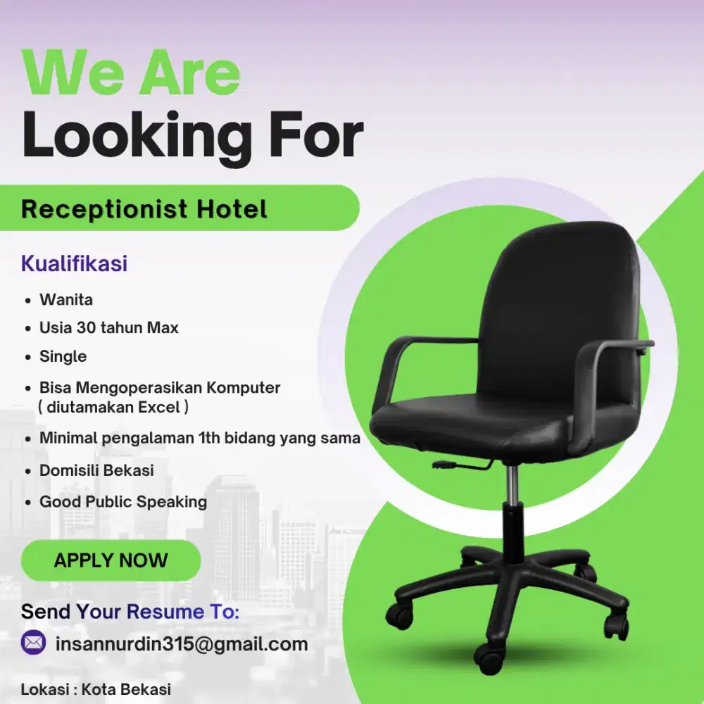 resepsionis hotel di bekasi kota