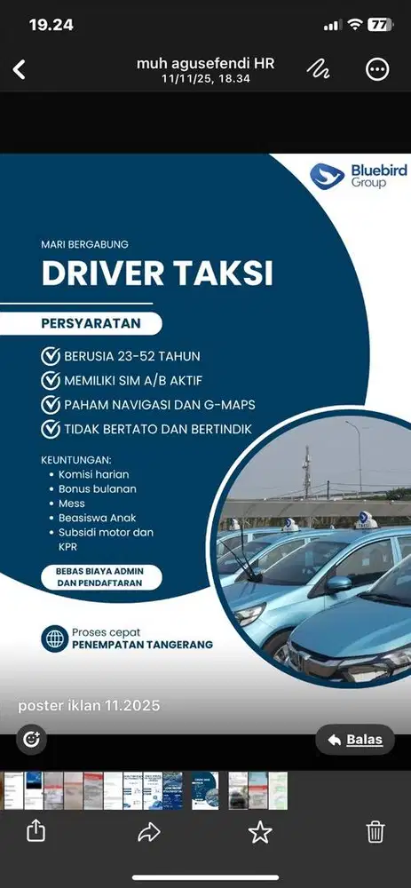 Driver Bluebird Tangerang