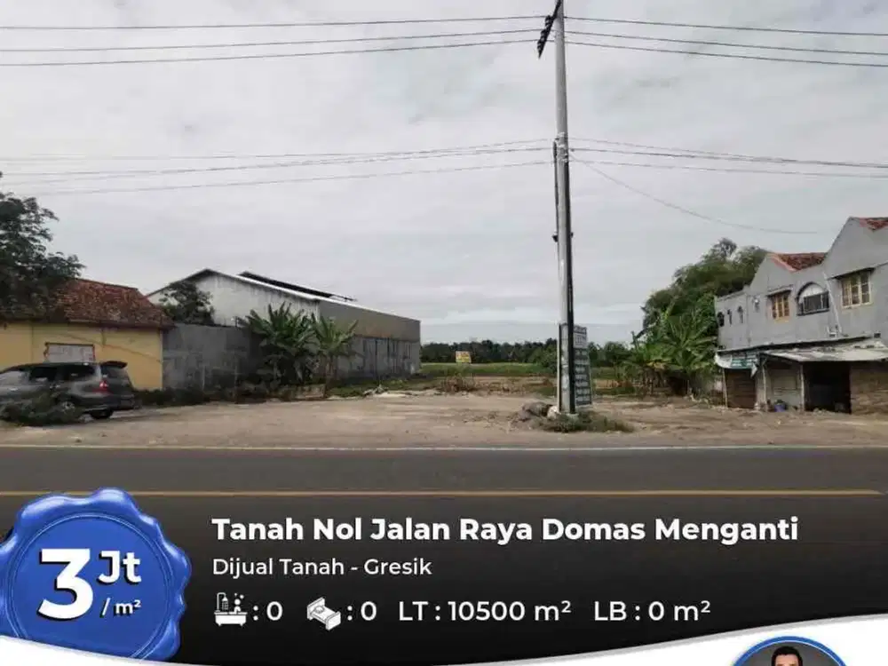 MURAH, Tanah Nol Jalan raya domas menganti gresik