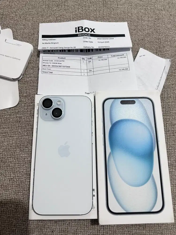 Iphone 15 128gb ibox fullset pemakaian 1 bulan