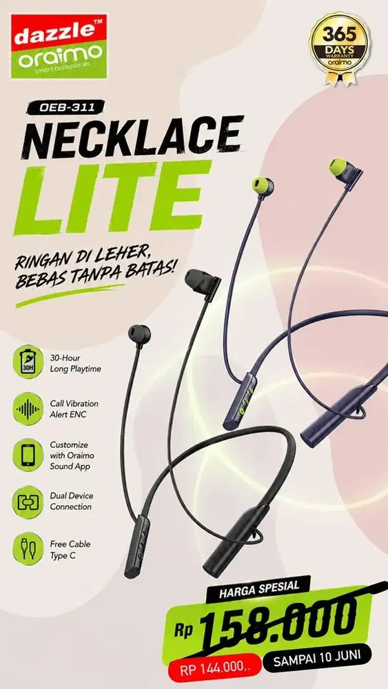 Headset Oraimo NeckLace Lite OEB-311