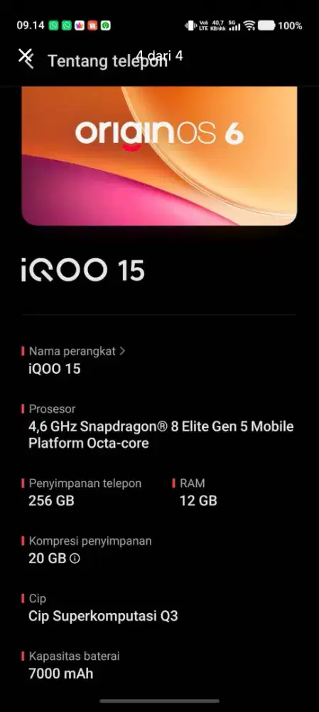 IQoo 15 versi 12/256
