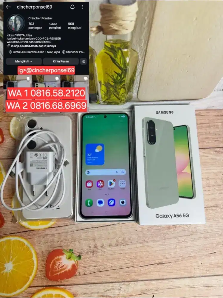 Hp LIKENEW SAMSUNG A56 5g ram 8gb  istimewa grns aktif free adaptor