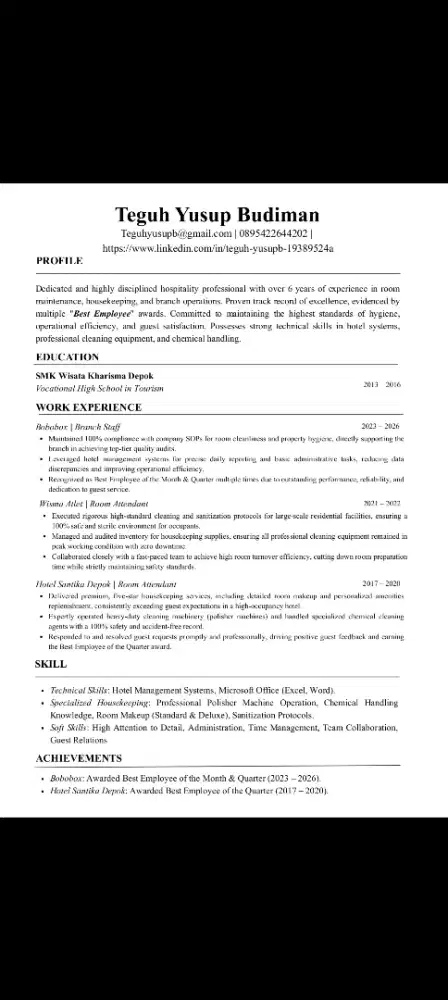 Cleaning service / Office Boy
