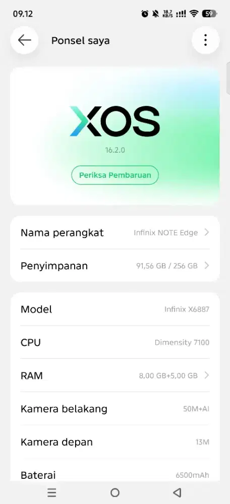 Infinix note edge 5g 8/256