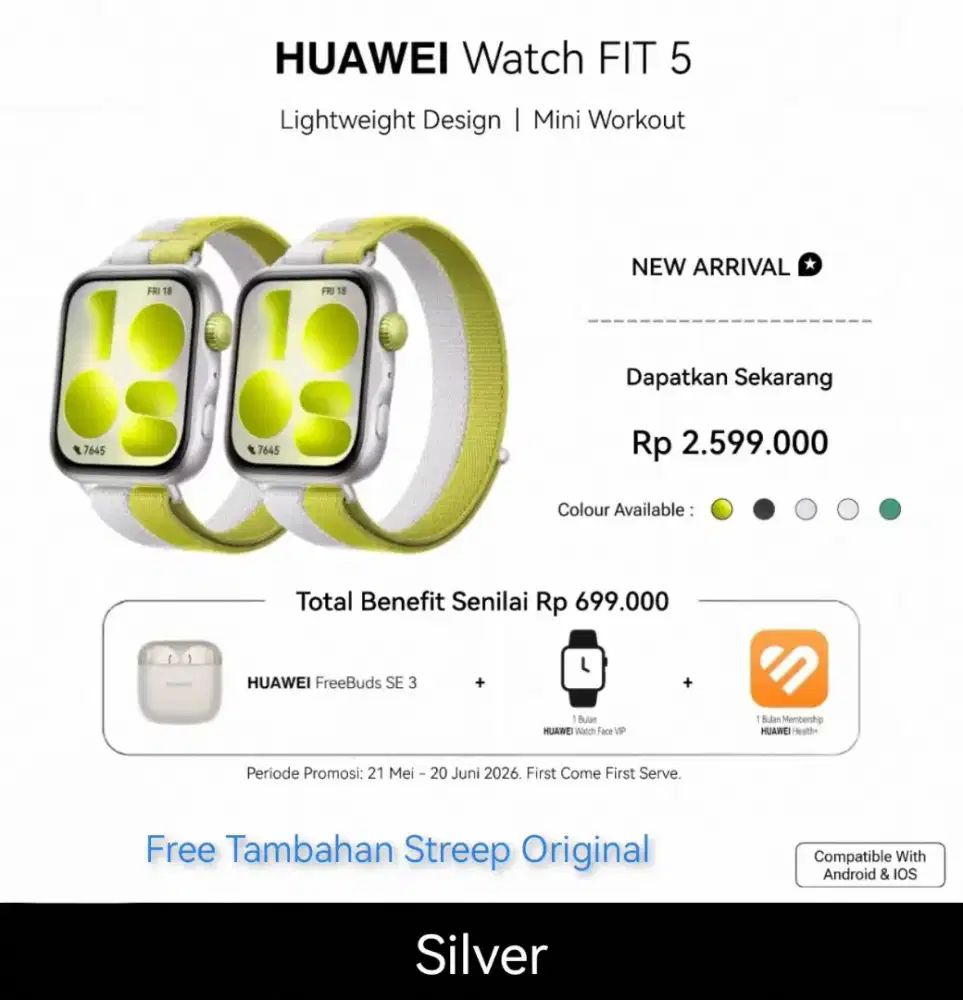 Huawei Watch Fit 5 Silver