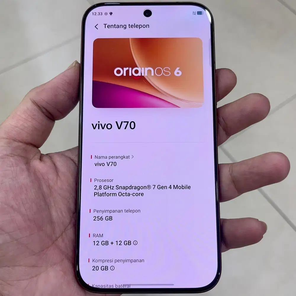 Vivo v70 5g ram 12 / 256 resmi fullset original garansi
