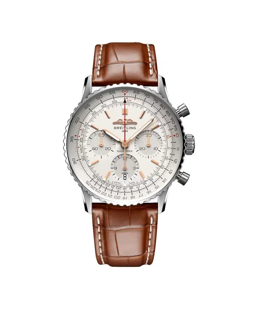 Breitling Navitimer B01 Silver Dial Chronograph Leather 41 - New