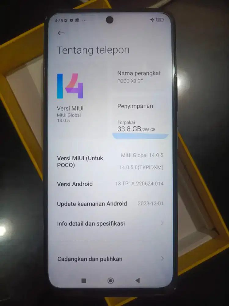Poco X3 GT 5G ram 8/256 fullset mulus