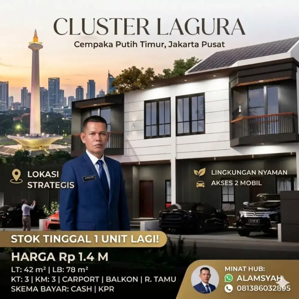 Rumah Baru murah, 3 Kt 3 Km di Cempaka Putih, Jakarta pusat