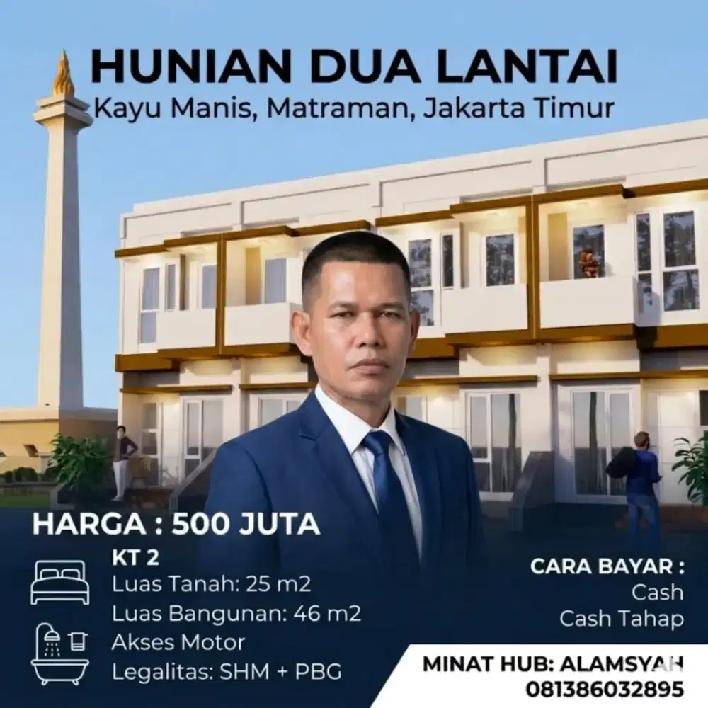 Rumah Murah Bebas Banjir di Kayu manis, matraman, Jakarta Pusat