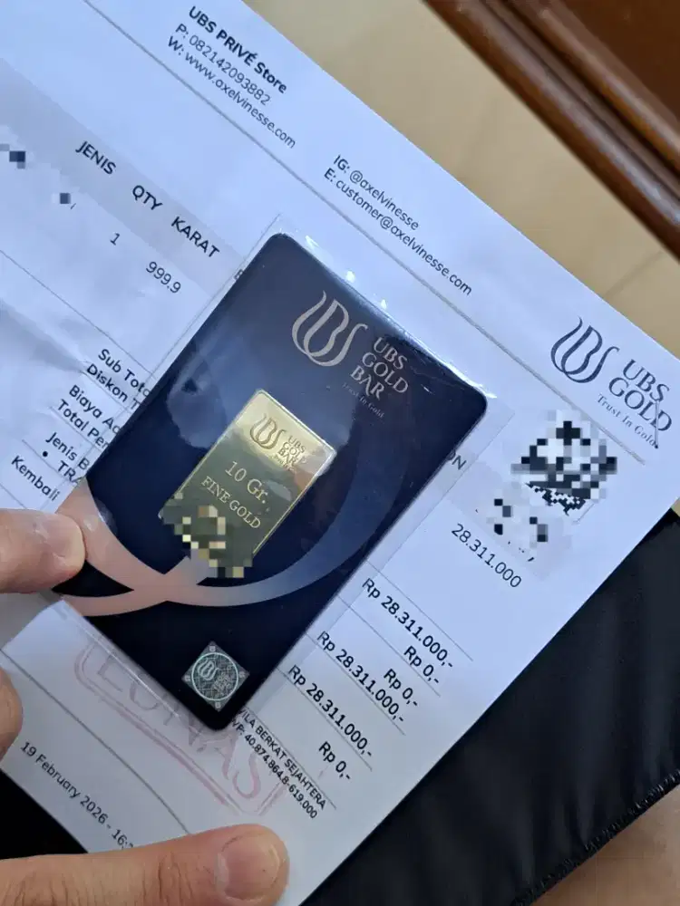 UBS 10gr 2026 surat box lemgkap emas logam mulia batang
