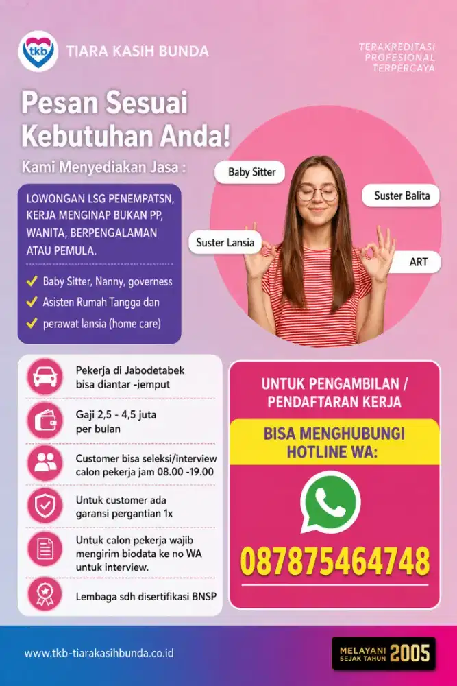 Loker lsg kerja no ADM: Baby Sitter ART & Perawat Lansia Terpercaya