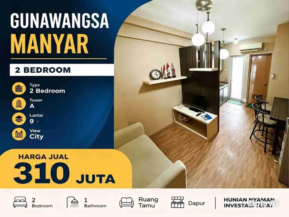 GUNAWANGSA MANYAR SHMSRS ‼️ Apartemen 2BR Furnish Tengah Kota Surabaya