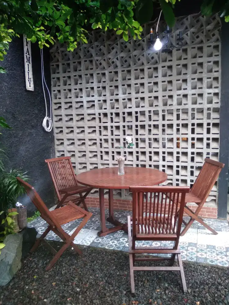1 set jati jepara meja kursi teras outdor cafe