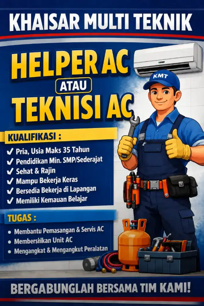 Dicari helper atau teknisi