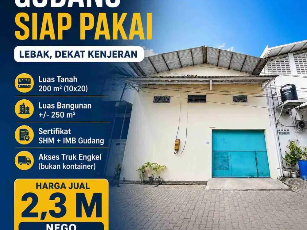 LEBAK dekat Kenjeran ‼️Jual Gudang Siap Pakai Surabaya Timur