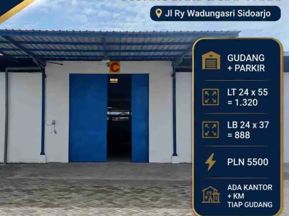 Disewakan gudang Baru di Wadungasri Sidoarjo