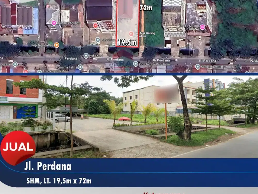 Tanah Ideal Siap Bangun Tengah Kota Akses Langsung Jalan Utama di Perdana