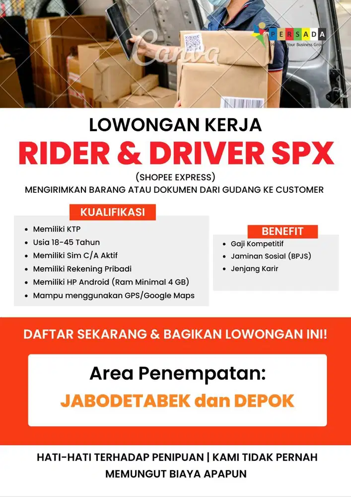 LOKER KURIR MOTOR/MOBIL EKSPEDISI SPX