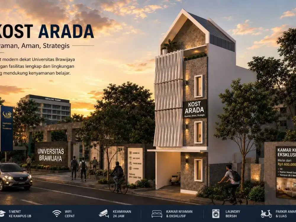 Kost Kota Malang 1,2M sampai 17 kamar Full Furnished