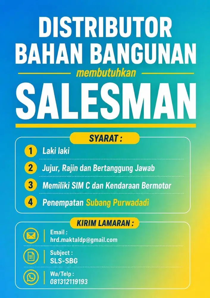 Lowongan Kerja Salesman
