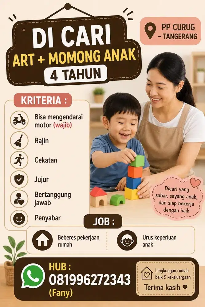 Di cari ART + Momong anak 4th