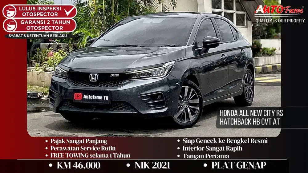Honda All New City RS Hatchback HB CVT AT Pemk 2023 Grey On Black Tgn