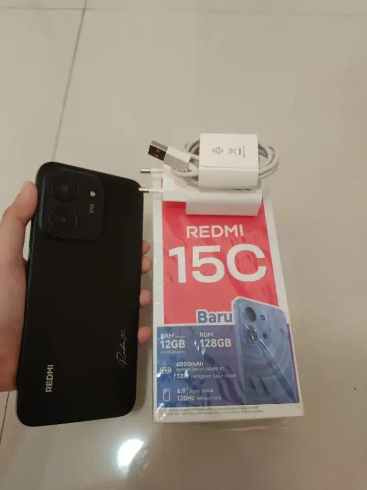 jual santai redmi 15 c 6+6/128 FULL SET